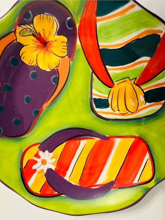 Clay Art Other - Clay Art StoneLite Flip Flops Hand Painted Beach Plate